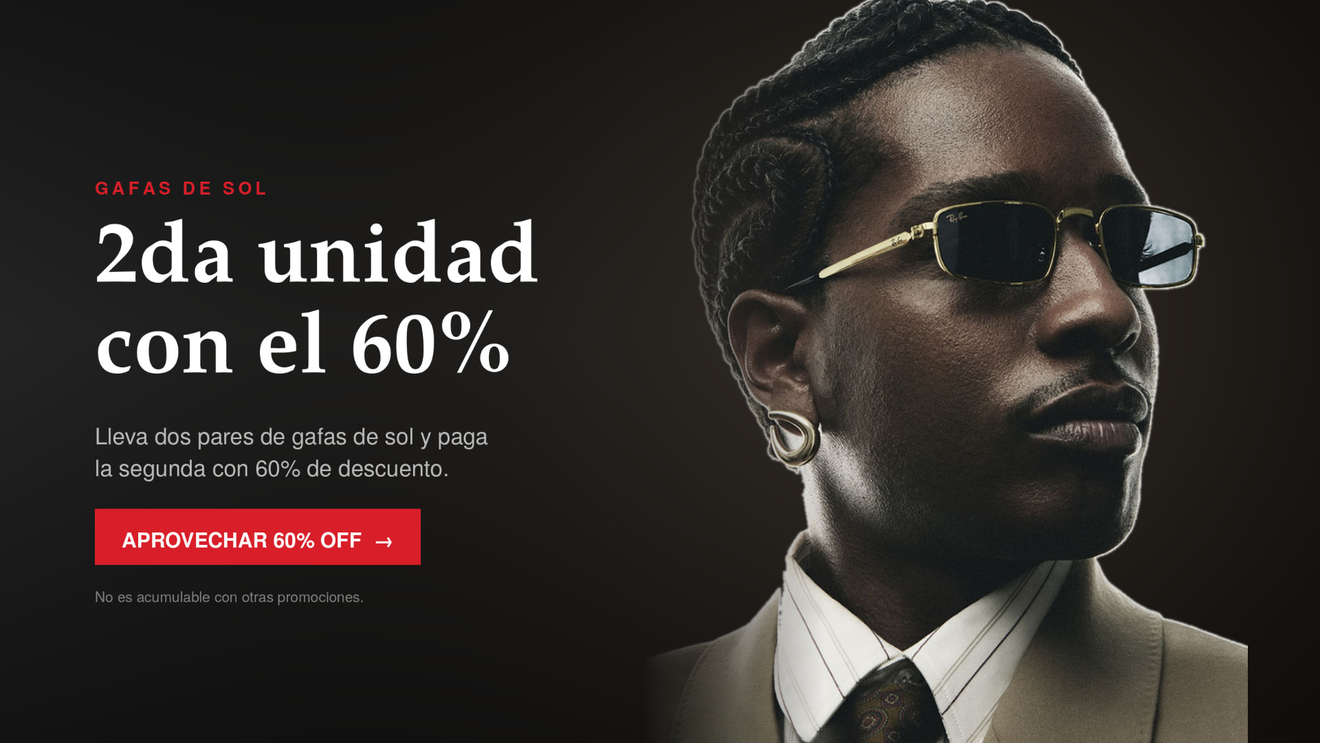 Promoción Ray-Ban: segunda unidad de gafas de sol con 60% de descuento