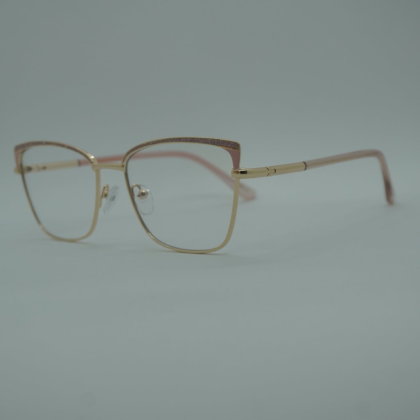 Montura Mujer - Metalica Rosada Brillos+ lente formulado.