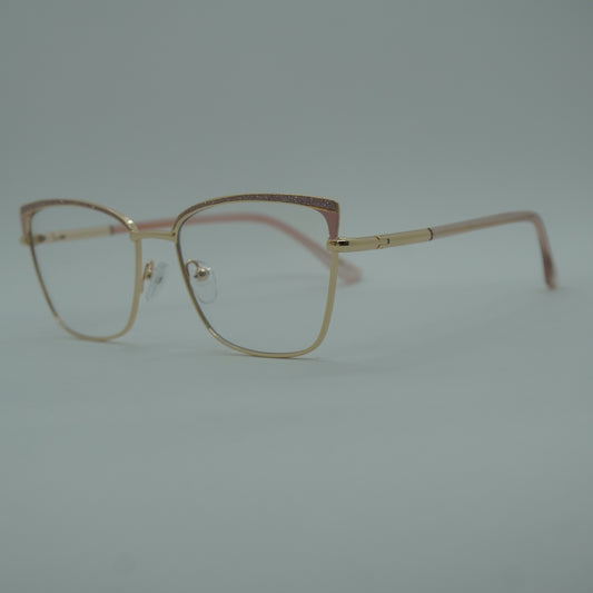 Montura Mujer - Metalica Rosada Brillos+ lente formulado.
