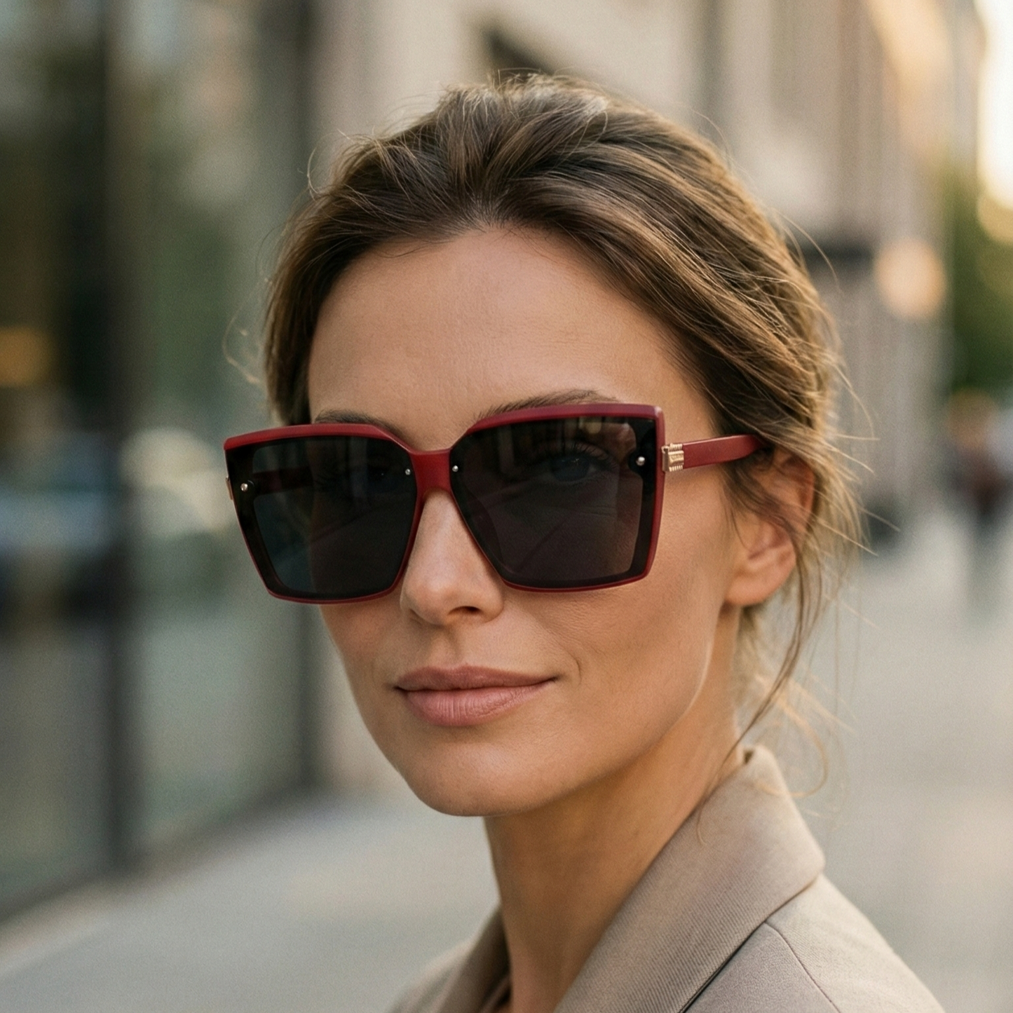 Montura Cuadrada para Sol - Pasta Roja